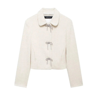 Eline | Klassischer Tweed-Mantel mit Fliege