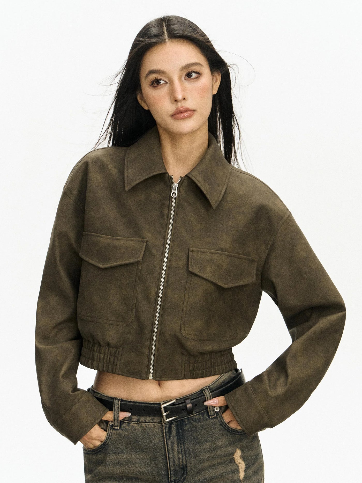 Kim | Doppel-Taschen Wildlederjacke